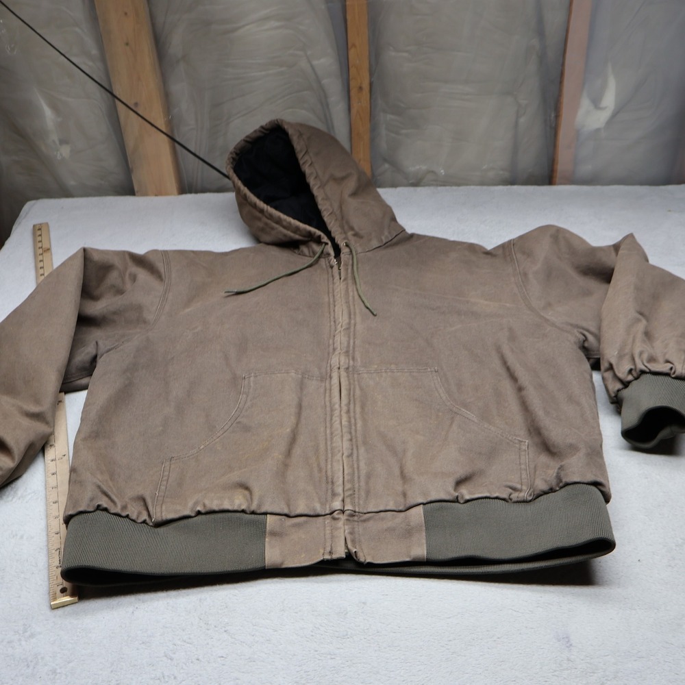 RedHead Jacket Mens 2X Brown Canvas Duck Insulated Hooded Rugged Full Zip Work